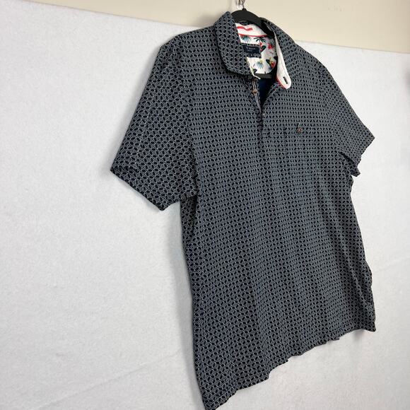 TED BAKER 6 Women's Short Sleeve Navy Blue Preppy Golf Polo Shirt Geometric Prep - Picture 4 of 12